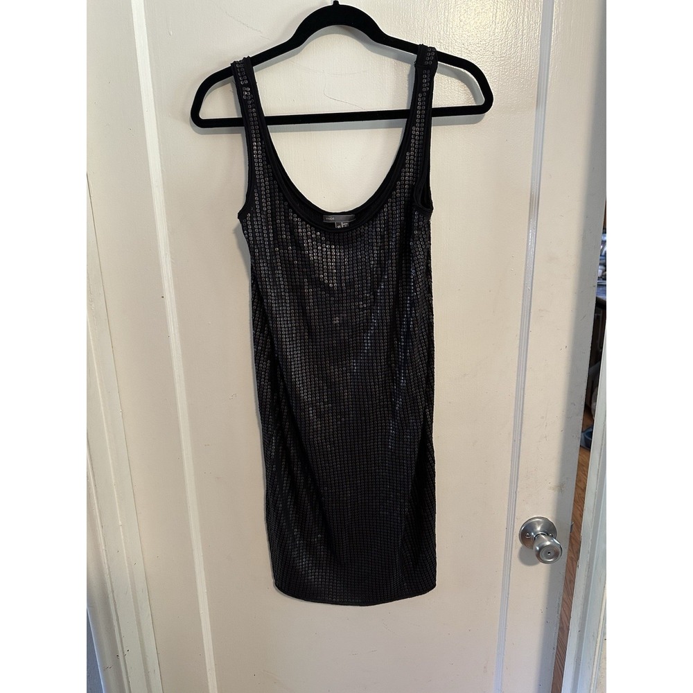 VINCE Sequin Black Tank Dress Size Extra Small XS